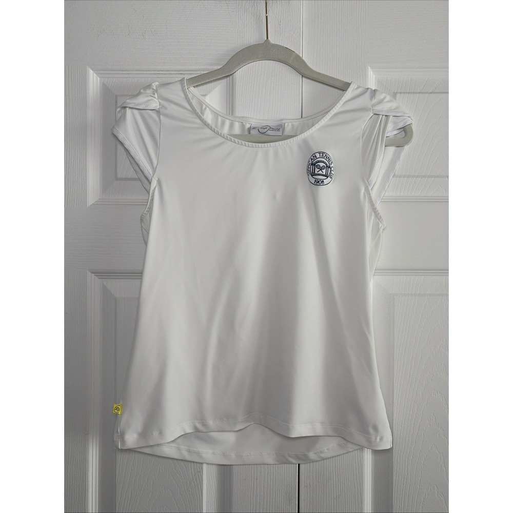 L'oeuf Poche Sippican Tennis Club Top Womens M White Cap Sleeve Athletic